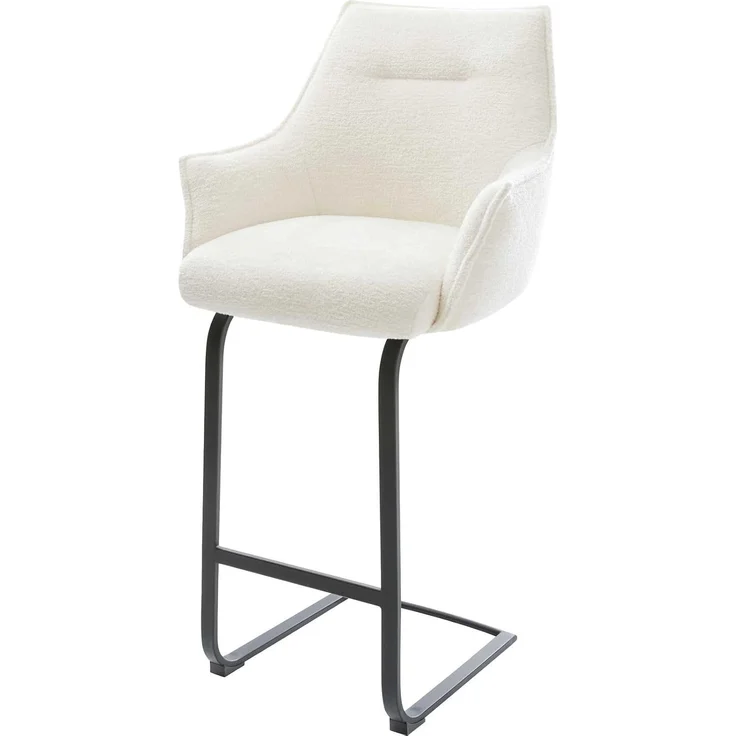 Barstuhl Alja-Flex Bouclé Soft Beige Freischwinger Flach Metall Schwarz Taschenfederkern – Bild 1