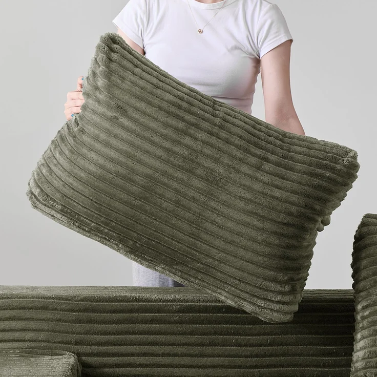 ZUBALIYA Sofa mit LED - Beleuchtung, mit Stauraum, mit Cordbezug, mit breiten Armlehnen, ohne aufwendige Montage – Bild 15