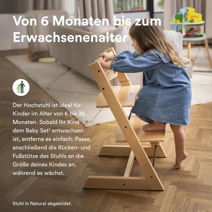 Stokke Hochstuhl Tripp Trapp Hochstuhl mit Baby set und Stokke Tray, für Kinder im Alter von 6-36 Monaten – Bild 7