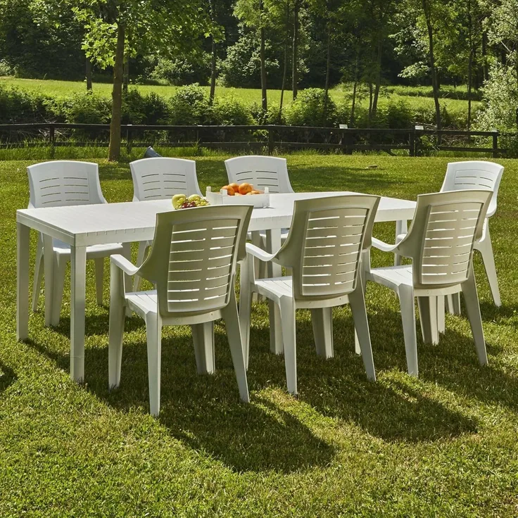 Dmora - Gartentisch Susa, Rechteckiger ausziehbarer Esstisch, ausziehbarer Gartentisch, 100 % Made in Italy, 150x90h72 cm, Weiß