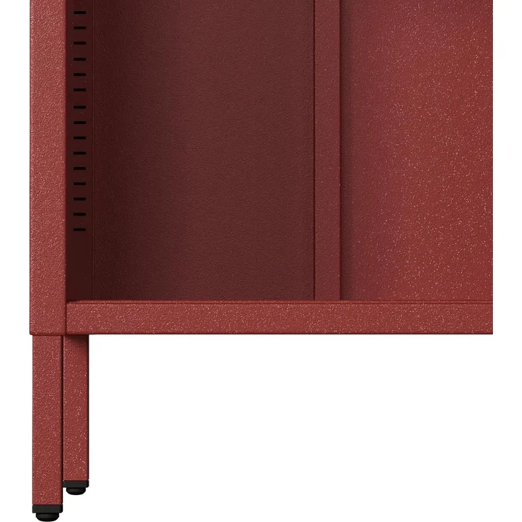 Jan Nowak Bücherregal Metall - Mario | Stabiles Regal Industrial mit 4 höhenverstellbaren Einlegeböden (4x30 kg) und Wandmontage | Hochregal Glitzernd, Regal Schmal | 50 x 180 x 35 cm | Rot – Bild 9