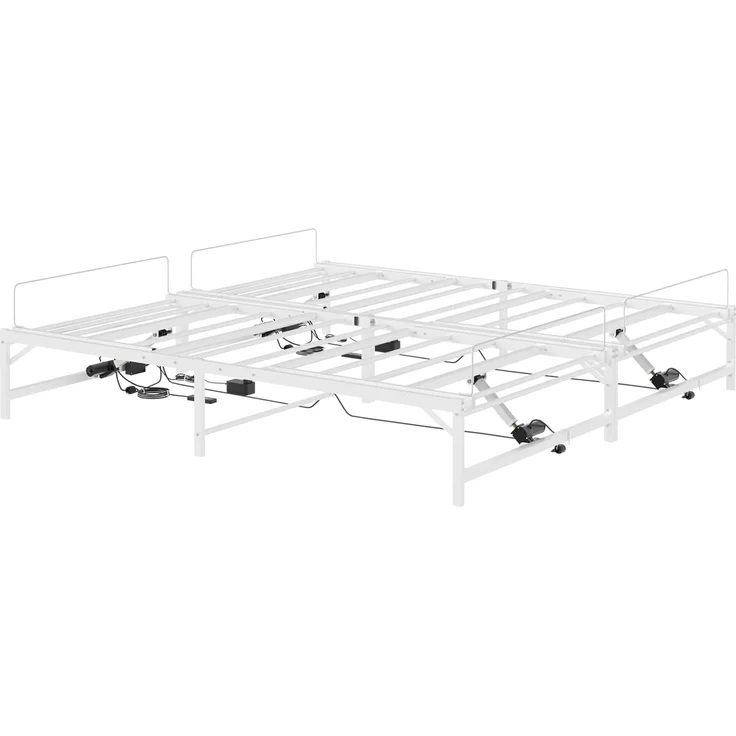 vidaXL Elektrisch verstellbares Bettgestell Weiß 200 x 200 cm Stahl 3438638 – Bild 5