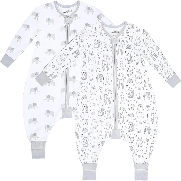 Mama Cheetah Toddler Schlafsack mit Füßen, Long Sleeve 0,5 TOG Bio-Baumwolle Baby Schlafsack mit Beinen, Wearable Decke für Wanderer w / 2-Wege-Reißverschluss, Kleinkind Decke, 6-18 M – Bild 1