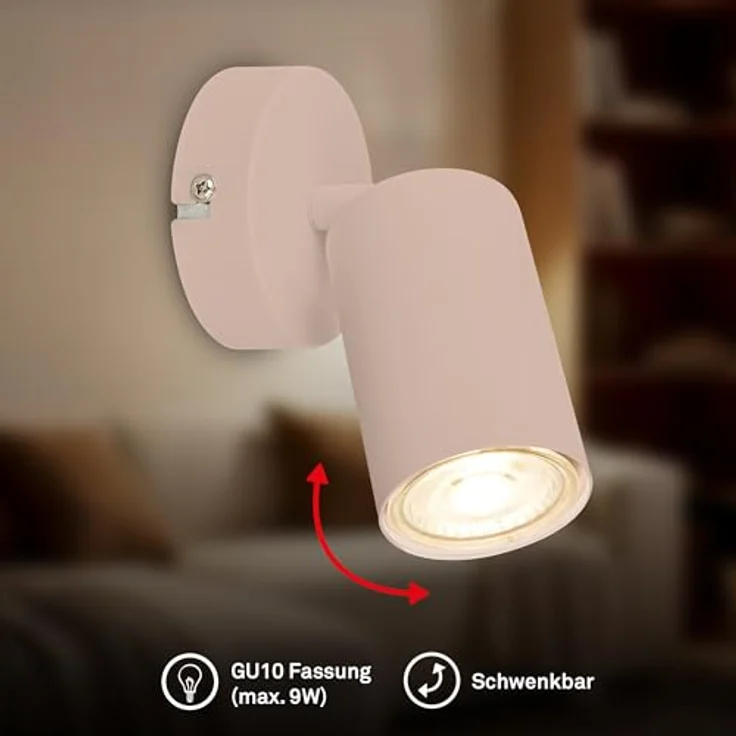 BRILONER - Wandleuchte innen schwenkbar, GU10 Fassung, max. 9 W, Leselampe, Wohnzimmerlampe, Lampe, Wandlampe, Küchenlampe, Flurlampe, Schlafzimmer, Wandbeleuchtung, 8x15,5 cm, Beige – Bild 2