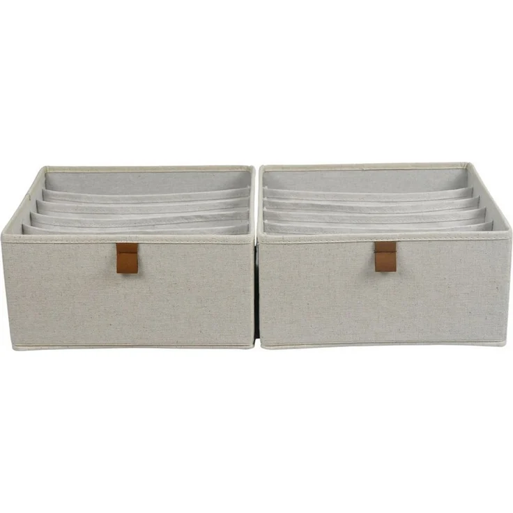 hausleben Organizer Box 2er Set – 6 Fächer je Box, Faltbare Aufbewahrungsbox aus Stoff 30 x 30 x 15 cm – Bild 1