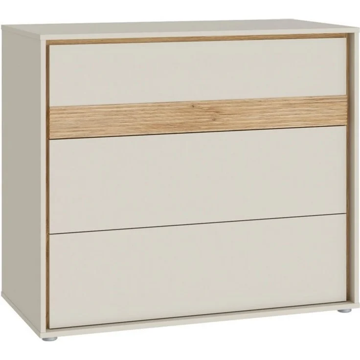 Forte WEXLIN Kommode 95 100, Moderne Kommode mit 3 Schubladen, Kinder- und Jugendzimmer, Holzwerkstoff, Kaschmir | Beige |Mauvella Eiche Holzdekor, 96,3 cm breit x 84,1 cm hoch x 50,2 cm tief – Bild 4