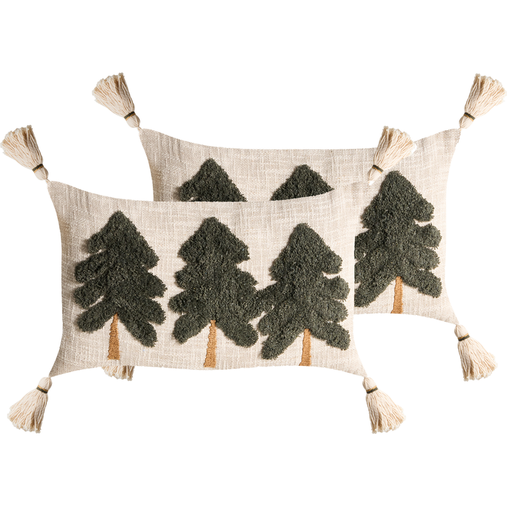Dekokissen 2er Set FAGRAEA Baumwolle 30 x 50 cm Hellbeige Weihnachtsmotiv