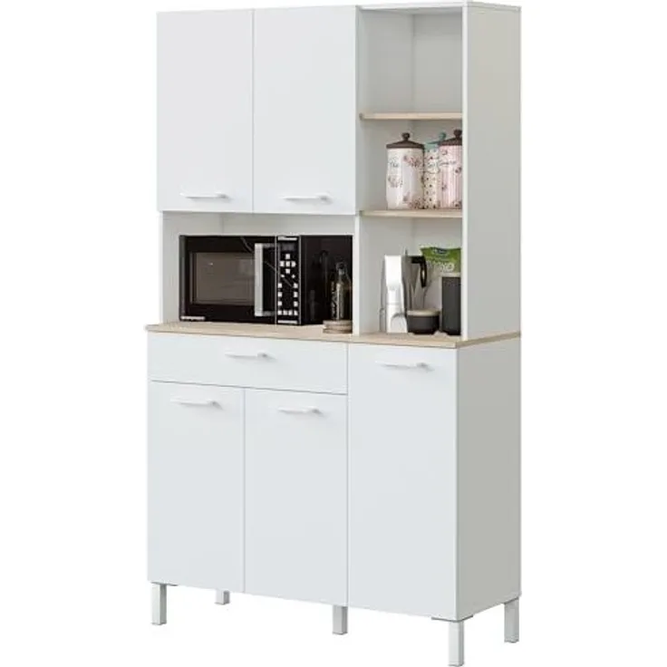 CaliCosy Highboard mit 5 Türen und 1 Schublade Kira - H186 cm - Weiß