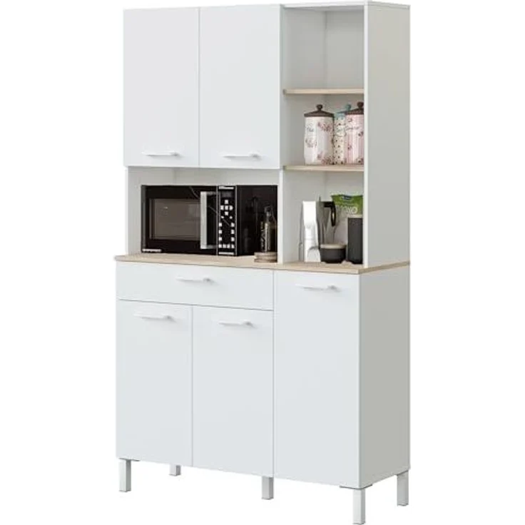 CaliCosy Highboard mit 5 Türen und 1 Schublade Kira - H186 cm - Weiß – Bild 1