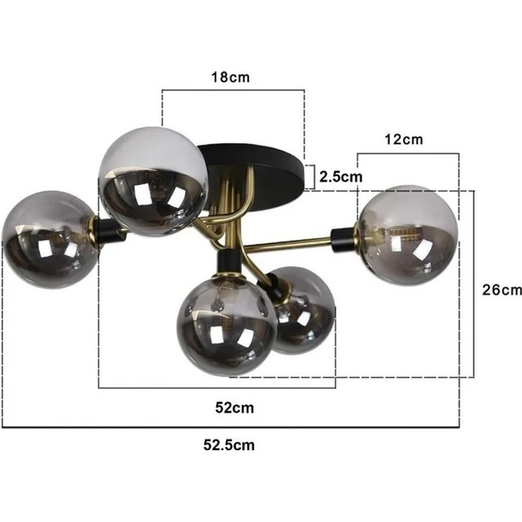 Nettlife LED Deckenleuchte Glas Wohnzimmer 5 Flammig Max. 25W Deckenlampe Kugel G9 Fassung 67CM, LED wechselbar, Warmweiße, Glühbirne austauschbar – Bild 4
