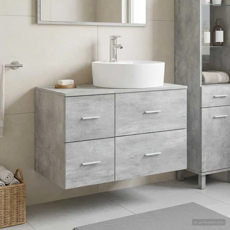 vidaXL Badezimmerschrank-Set 2 stk. Betongrau 79,5 x 44,5 x 82 cm 3403987 – Bild 1
