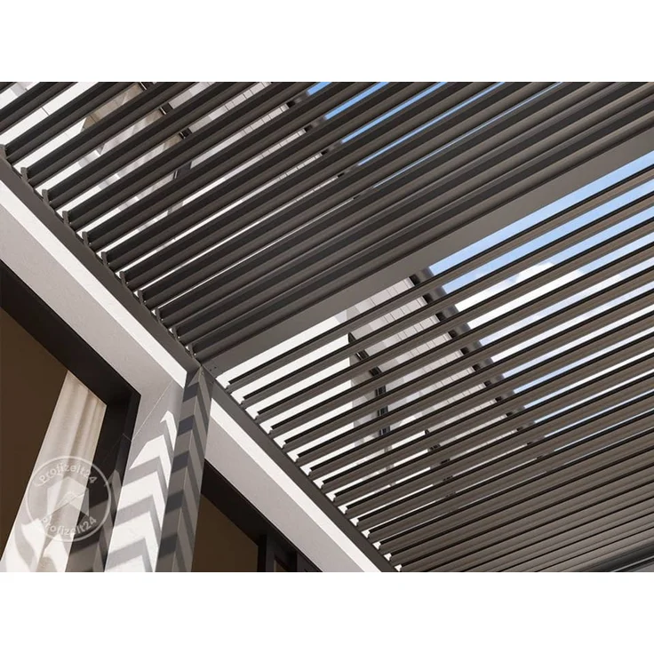 PRIMEYARD Pergola 3x6 m Aluminium-Pfosten mit Lamellendach aus Stahl graue Terrassenüberdachung – Bild 7
