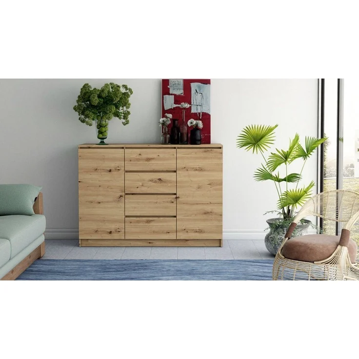 ibonto NACHTKOMMDE HANDWERKLICHE EICHE 40x120x97cm (H 97 x T 40 x B 120 cm) – Bild 4