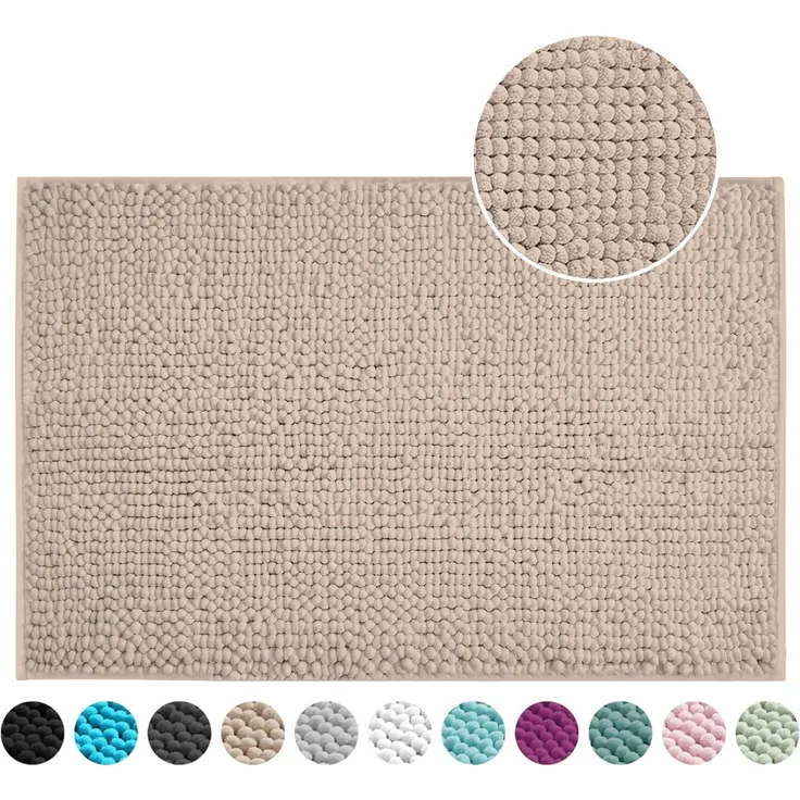 OTTO home Badematte Vanessa Chenille, Standard & Premium, 15mm oder 20mm, auch als 2er Set, rutschhemmend beschichtet, schnell trocknend, strapazierfähig, fußbodenheizungsgeeignet, Polyester, rechteckig, Uni Farben, besonders weich, flauschig, Badvorleger
