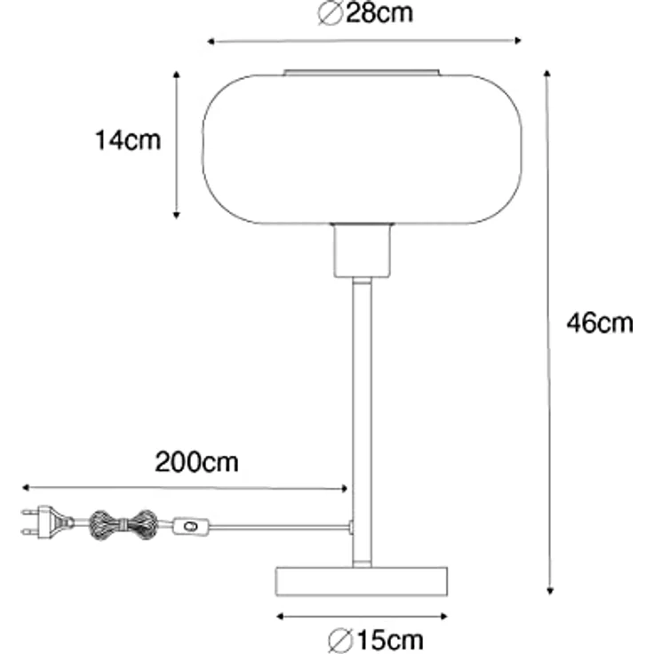 QAZQA Bizle Art-Deco-Tischlampe schwarz mit Rauchglas, rund, dimmbar, E27, 46 cm hoch – Bild 5