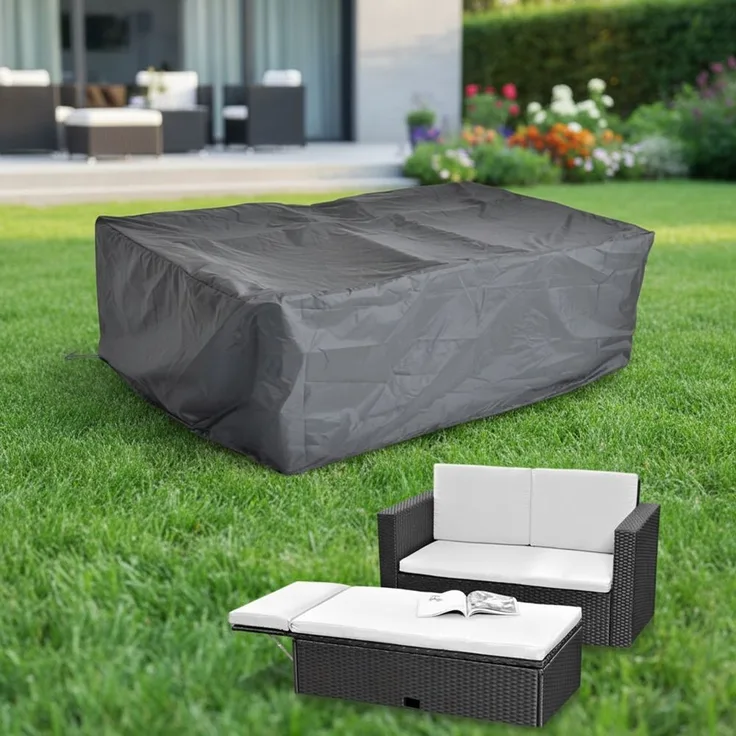Schutzhülle 125x123x74 Schwarz Gartenmöbel Rattan Abdeckung Plane Haube Wetter