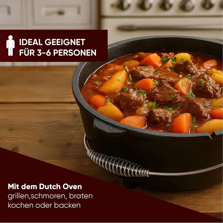 GUSSKÖNIG Grilltopf GUSSKÖNIG Dutch Oven Topf mit Füßen 7Liter+Pflegepaste – Bild 4