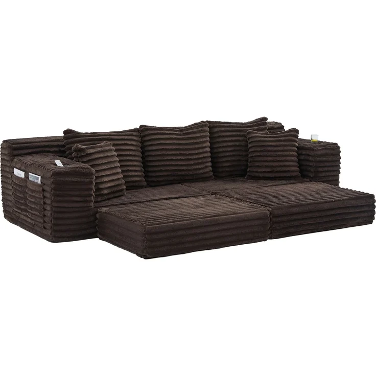 ZUBALIYA Schlafsofa 98x87 cm, mit Stauraum, mit Treppe, mit Leiter, mit Cordbezug, mit Schaumstoffpolsterung, Rot – Bild 21
