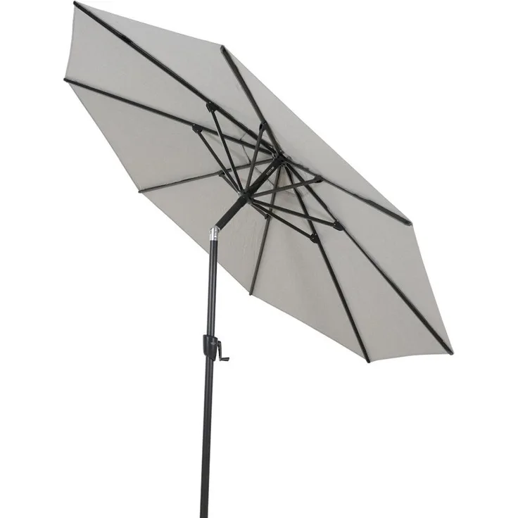 SIENA GARDEN Bosco Mittelstockschirm anthrazit/hellgrau Ø 300 cm Gestell Aluminium anthrazit, Bezug 100% Polyester, 280g/m² in hellgrau-meliert, UPF 50+