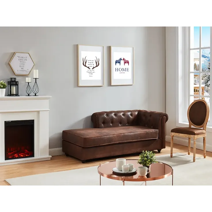 Chesterfield Recamiere Rechts SHIREL - Microfaser - Vintage Leder Look