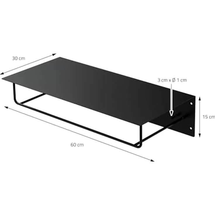 ML-DESIGN Kleiderstange, Schwarz, Metall, 30x15x60 cm, Wandgarderobe mit Hutablage und 5 Jackenaufhängern – Bild 6
