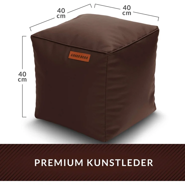 Green Bean® Sitzhocker aus Kunstleder - Pouf mit EPS Perlen Füllung - 40 x 40 cm - perfekte Ergänzung zum Sitzsack - Dunkelbraun – Bild 4