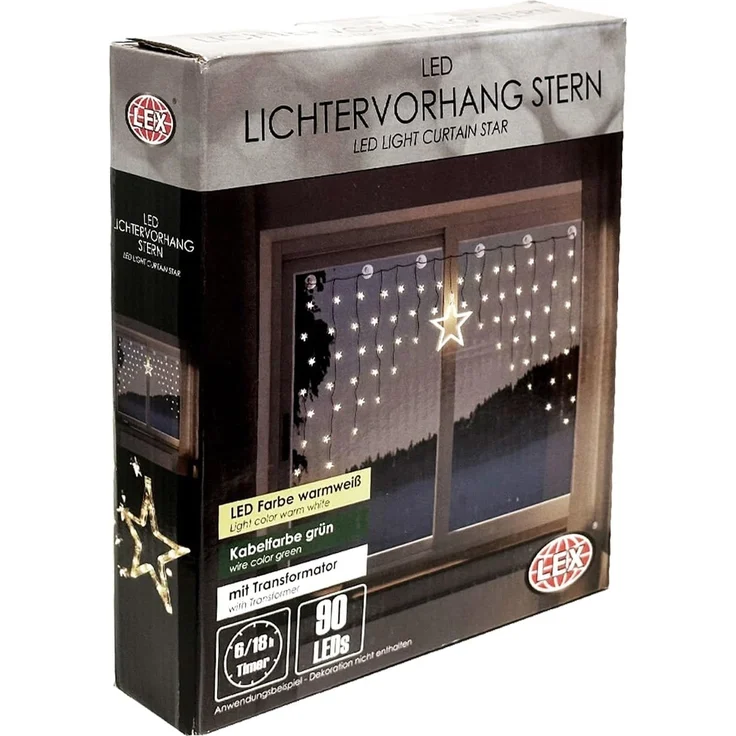 Mojawo Lichtervorhang Weihnacht's LED Sternenvorhang mit 90 LED – Bild 5