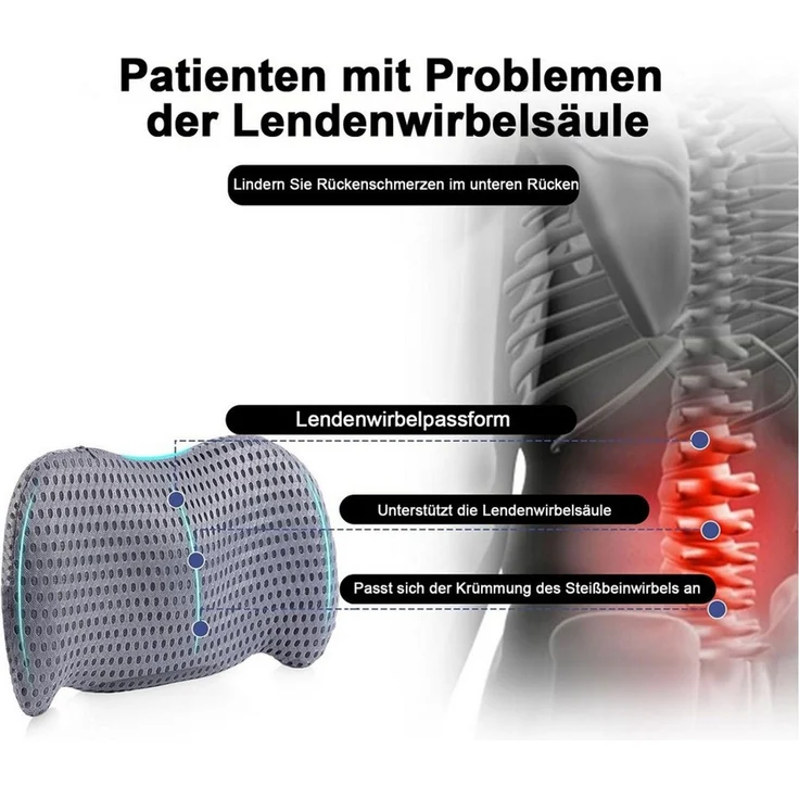 Mutig Rückenkissen Lumbalkissen Rückenkissen, Ergonomisches Lendenkissen aus Memory Foam, Rückenpolster für Back Support, Lendenstützkissen für Autositze, Lumbalkissen für Bürostuhl und Autositz, Rückenstützkissen, für unteren Rücken,verstellbares Rück...