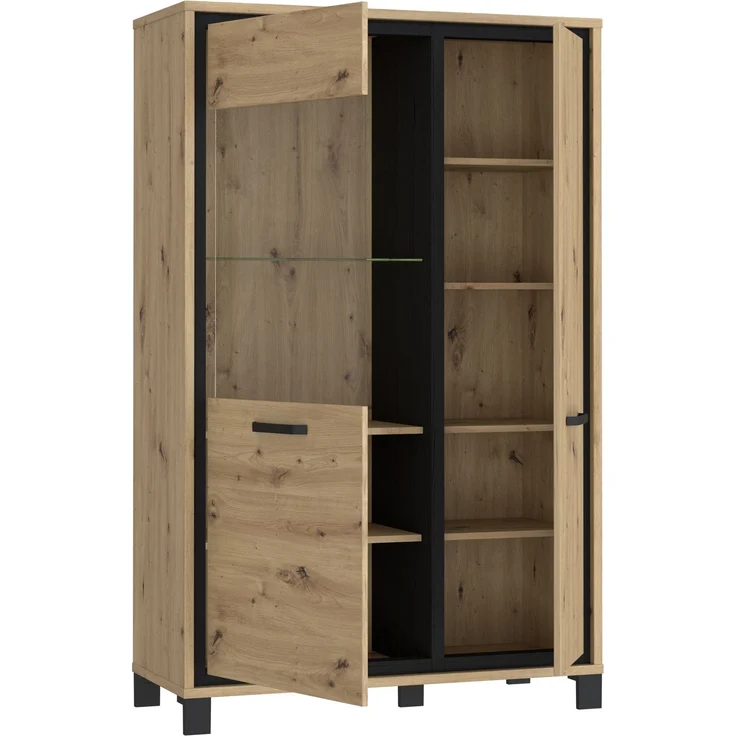 FORTE 'Trondheim' Highboardvitrine, Holzwerkstoff, Schwarz/Braun, 101,4 x 161 x 41,5 cm – Bild 8