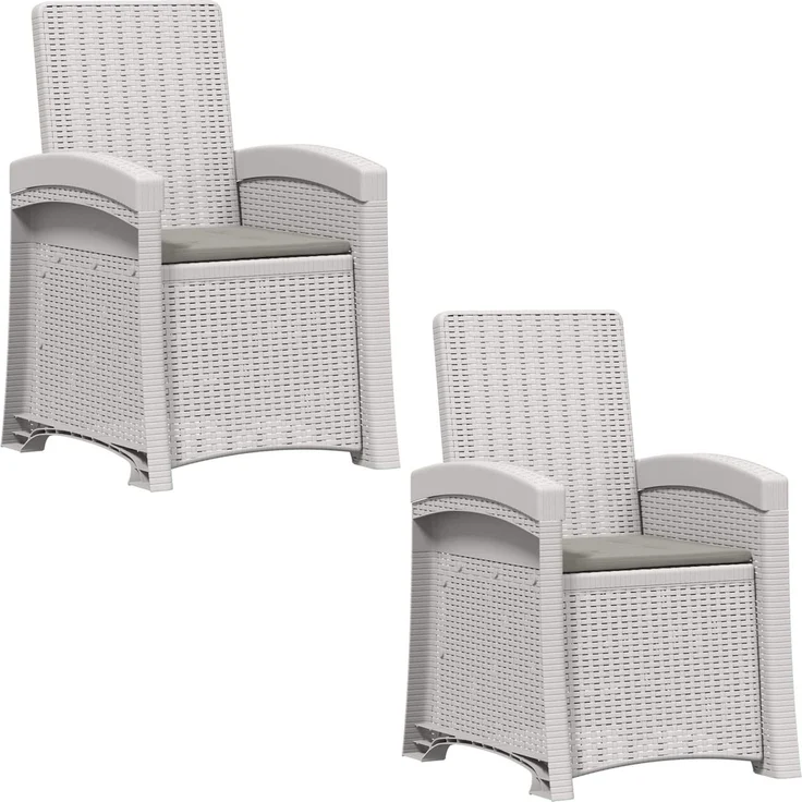 vidaXL Liegesessel Garten Rattan-Optik 2 Stk. Weiß und Hellgrau PP 8012027 – Bild 2