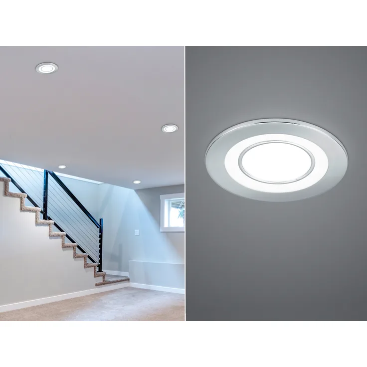 Runder LED Deckeneinbaustrahler CORE in Silber Chromfarben Ø 8,2cm