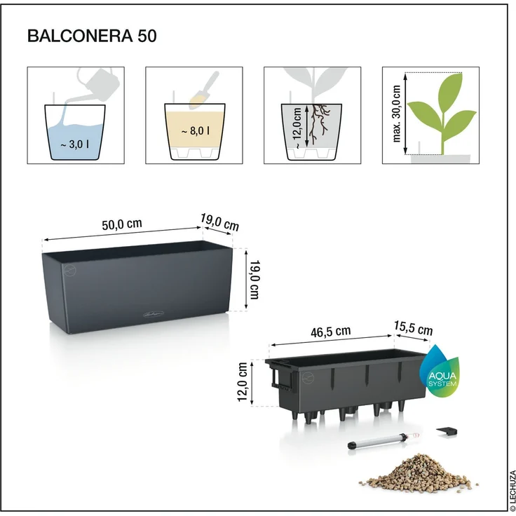 Lechuza Balkonkasten BALCONERA Cottage 50 cm, granit – Bild 18