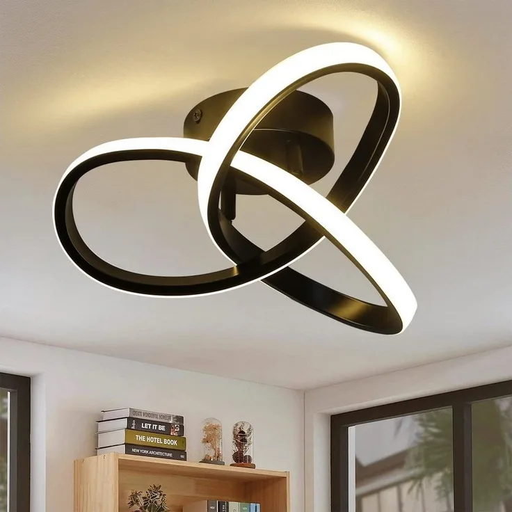Nettlife LED Deckenleuchte Flurlampe Modern Küchenlampe Schwarz Weiß 3000K Wohnzimmer, Flimmfrei Blendfrei, Warmweiß, für Küche Flur Schlafzimmer