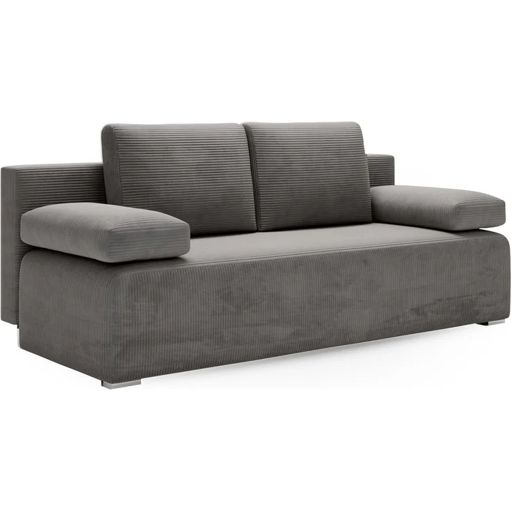 Wohnero 24 Zaya Premium Schlafsofa 201x91 cm mit Bettkasten & DL-Automatik – 201x137 cm Liegefläche, 3-Sitzer Sofa mit Schlaffunktion - Dunkelgrau – Bild 3