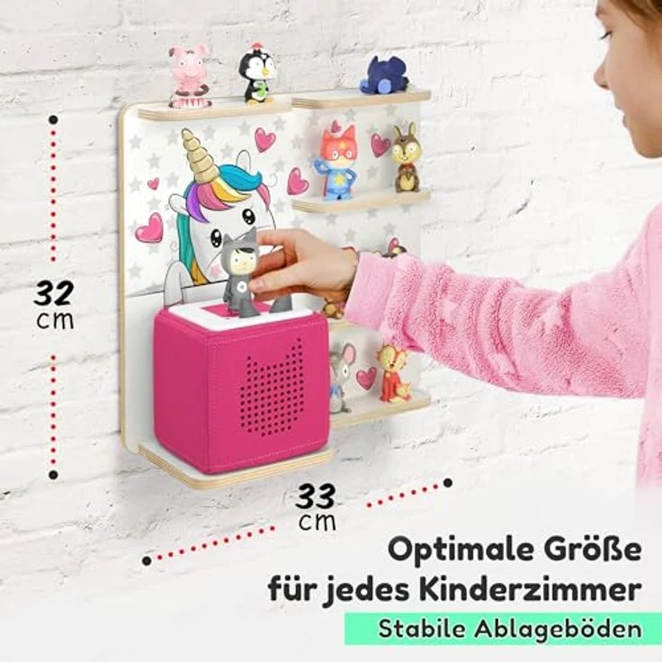 stadtecken Holzregal für Musikbox – Passend für Toniebox & ca. 40 Tonies | Perfekte Aufbewahrung fürs Kinderzimmer | Zum Aufhängen | Erweiterbar (Pony Buddy) – Bild 3