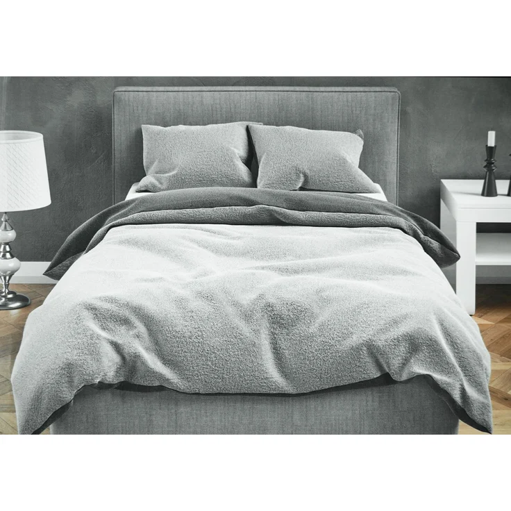 Moderne Plüschbettwäsche mit Reißverschluss - einfarbig, wendbar & warmhaltend Grau 200x200cm + 2x 80x80cm Kissenbezug – Bild 4