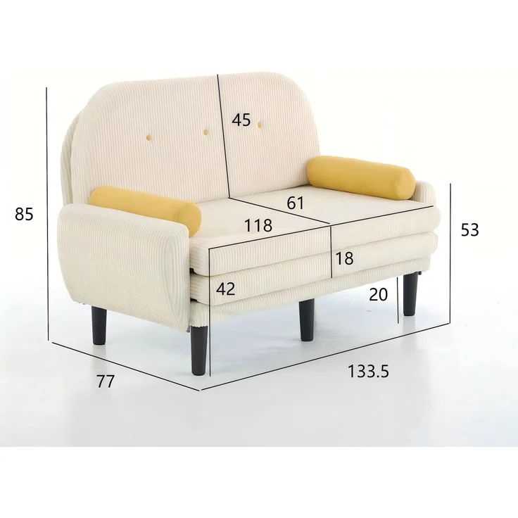 ZUBALIYA Sofa mit Stauraum, mit Cordbezug, mit Schaumstoffpolsterung, für Wohnzimmer und Apartments, mit stabilem Untergestell – Bild 14