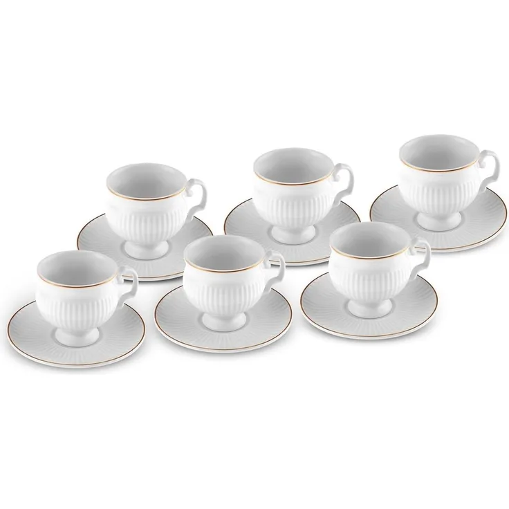 Karaca Kaffeeservice Malta 6 Personen Kaffeetassen-Set 100 ml - Stilvolle Porzellan