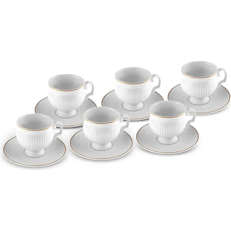 Karaca Kaffeeservice Malta 6 Personen Kaffeetassen-Set 100 ml - Stilvolle Porzellan – Bild 1