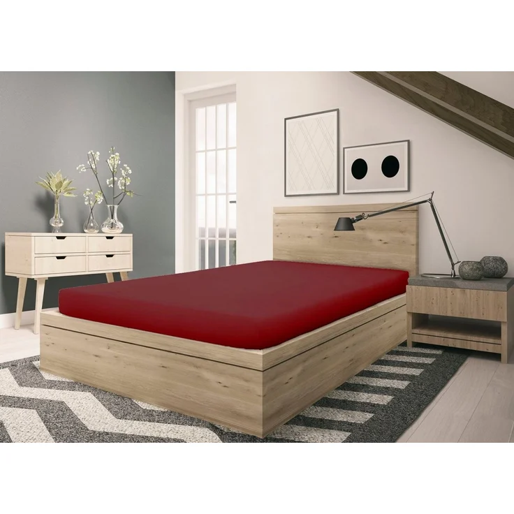 Setex REFIBRA Feinbiber Spannbettlaken dunkelrot 140 x 200 cm – Bild 3