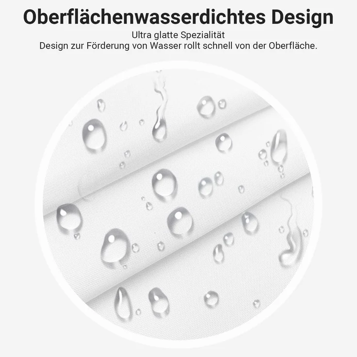 Duschvorhang 200x200cm Reinweiß Wasserabweisend Beschwerter Saum Antischimmel – Bild 3