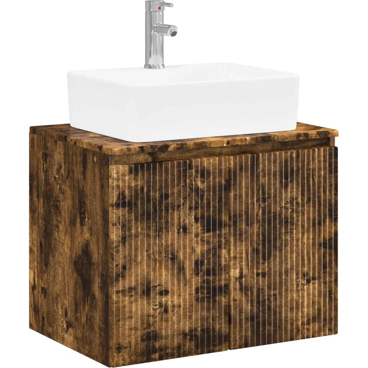vidaXL Waschbeckenschrank Geräucherte Eiche 62,5 x 44,5 x 80 cm 3404325 – Bild 2