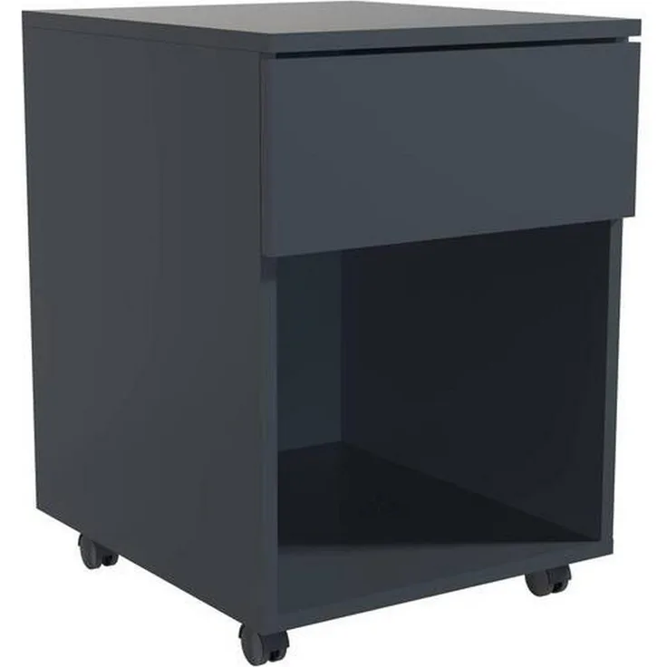 MID.YOU Rollcontainer Anthrazit, erweiterbar, 1 Schublade, Holzwerkstoff, 39x55x45 cm, griffloses Öffnen