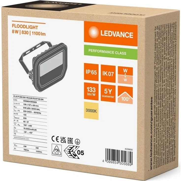 LEDVANCE FLOODLIGHT FL 10 P 8W 1K2LM 830 PS SY100 BK – Bild 2