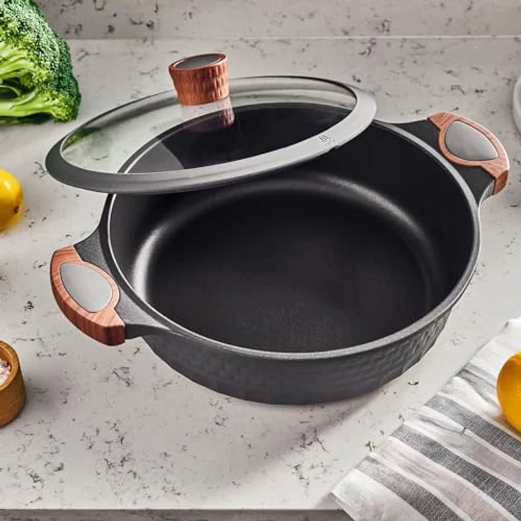 RESTO Kitchenware Kochtopf Capella, Schmortopf antihaftbeschichtet und spülmaschinenfest, Aluminiumguss (2-tlg), mit Glasdeckel und stoßdämpfendem Silikonrand, im Geschenkkarton – Bild 7