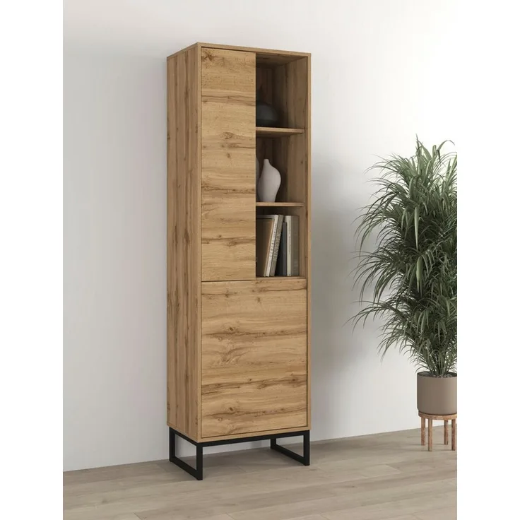 OTTO home Vitrine Loft, Höhe 180 cm, moderne grifflose Standvitrine mit 2 Türen Hochschrank mit viel Stauraum, verstellbaren Einlegeböden, Regal