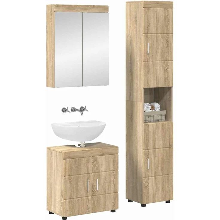 vidaXL Badezimmermöbel-Set TULUM 3 stk. Sonoma-Eiche 60 x 34 x 63 cm 3398036 – Bild 2