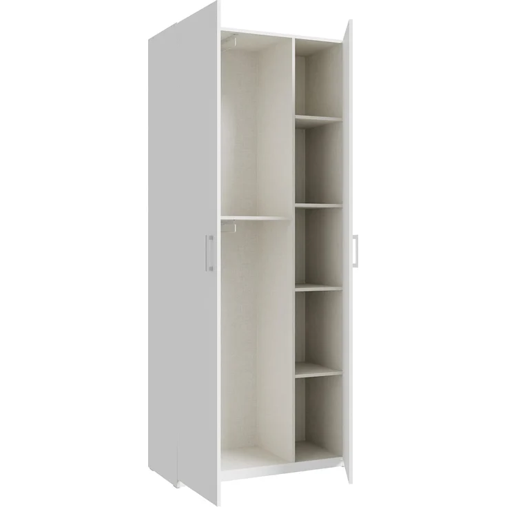 Forte HOME NOOK Mehrzweckschrank 90 40, moderner Drehtürenschrank mit 2 Türen, Flur, Holzwerkstoff, Weiß, 88,9 cm breit x 210,5 cm hoch x 42 cm tief – Bild 8