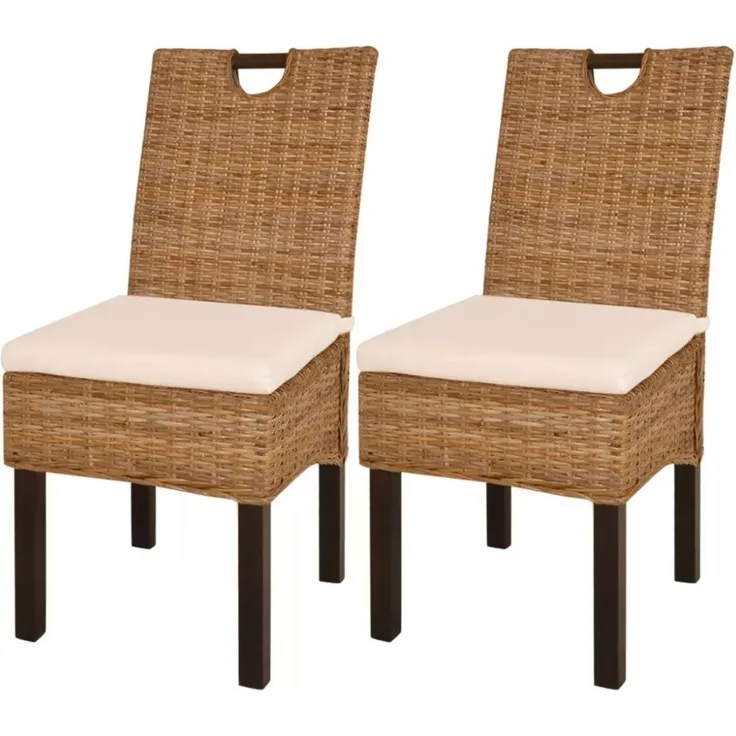 vidaXL Esszimmerstühle 2 Stk. Kubu-Rattan Mangoholz [243639]