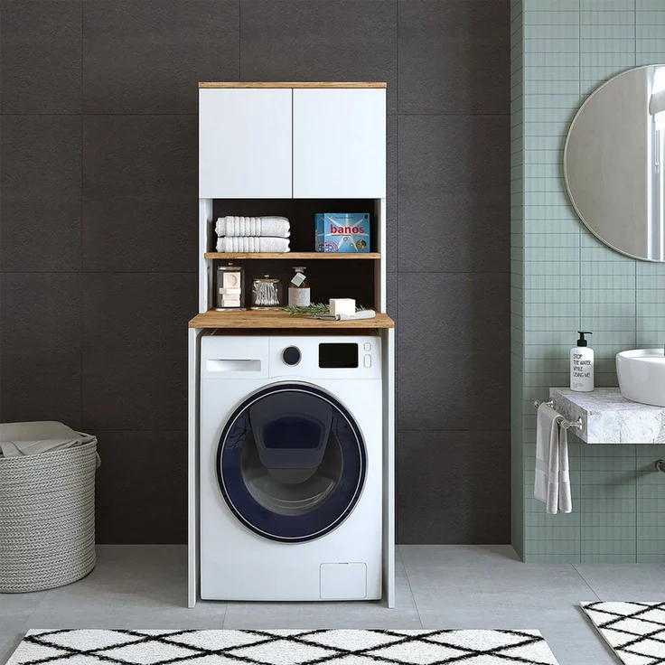 Roomart Waschmaschinenumbauschrank Waschmaschinenschrank EKO – Überbauschrank Bad in 4 Farben (Waschmaschinenschrank EKO – Überbauschrank in 4 Farben) Überbauschrank, 2 Türen, offenes Mittelfach in 4 Farben – Bild 2